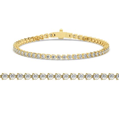 Labgrown Tennisarmband mit rundem Diamant in 9 Karat Gelbgold 3 kt
