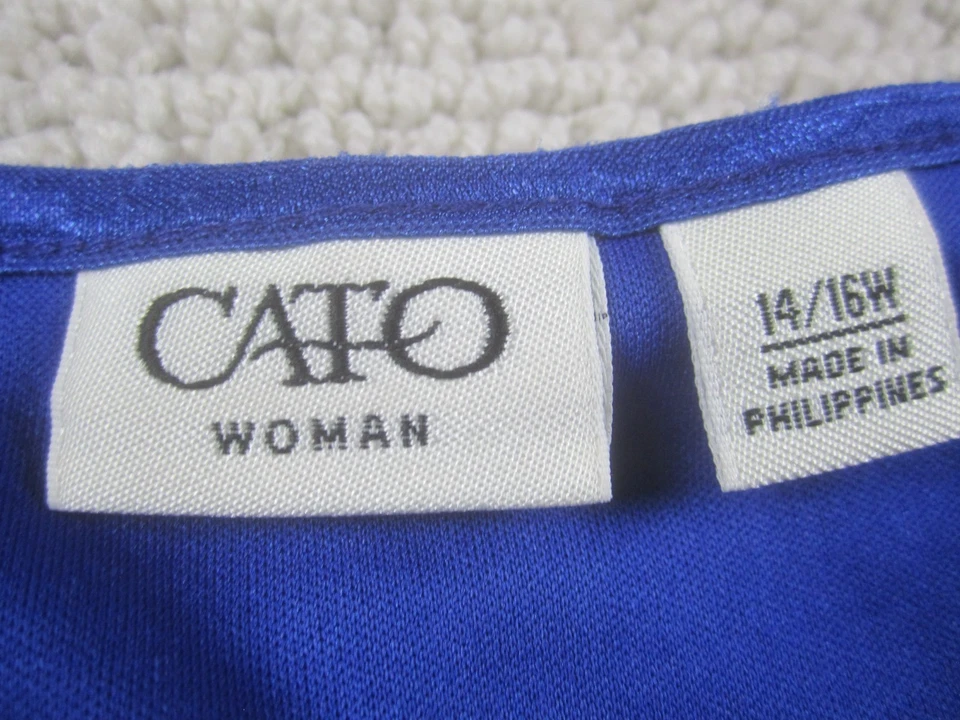 Camisa túnica informal manga dolman azul 14/16W Cato para mujer estampado abstracto Foto 4 de 4