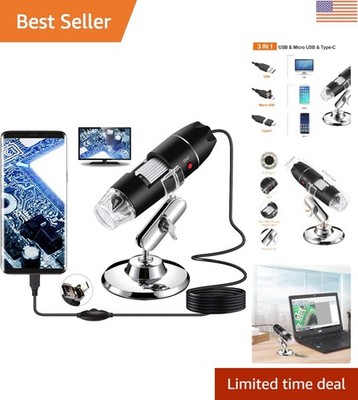 Portable USB Microscope for Android/PC - 1000X Magnification with LED Lights