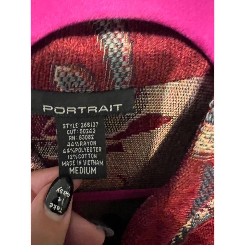 Портрет красный цветочный гобелен блейзер куртка средний жаккард парчи бархат вид - Изображение 2 из 4