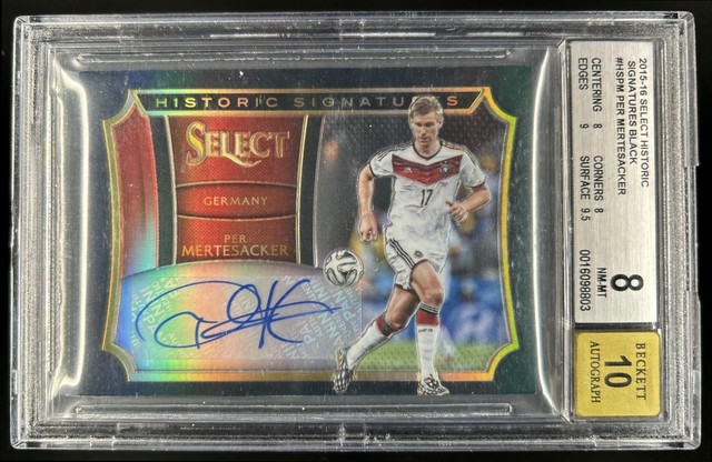 2015 Select Per Mertesacker Historic Signatures Black Prizm Auto #1/1 BGS 8/10