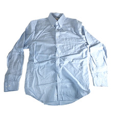 Jos. A. Bank Traveler Shirt Mens 16 Slim Fit Blue Gingham Button Up Office Dress