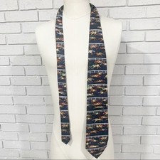 Alynn Neckwear At The Rail Horse Racing Silk Tie Navy Blue Equestrian Jockey