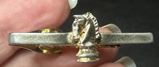Antique VTG Gold T Chess Knight Horse Tie Bar Clip
