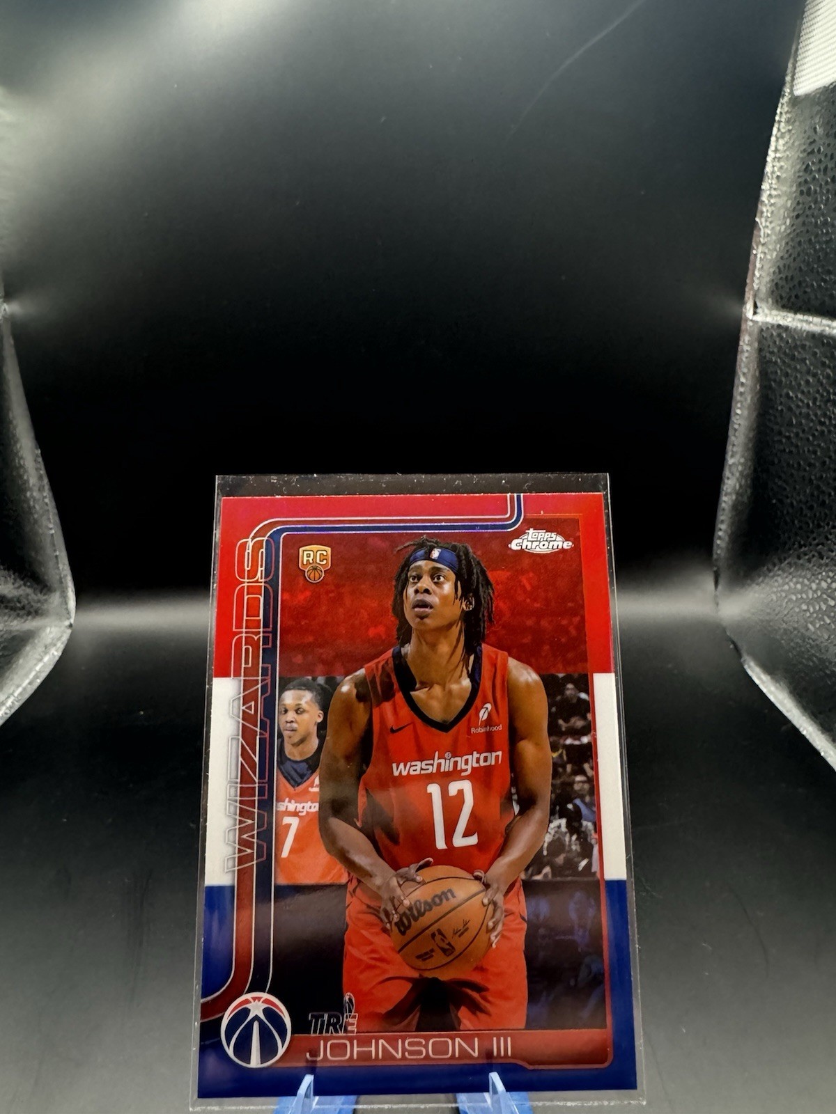 2025-26 Topps Chrome #256 Tre Johnson III Red White and Blue Refractor