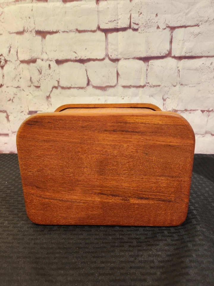 Soporte de disquete de CD con tapa enrollable de madera de teca MCM Kalmar Designs de colección tambor BoX Foto 3 de 4