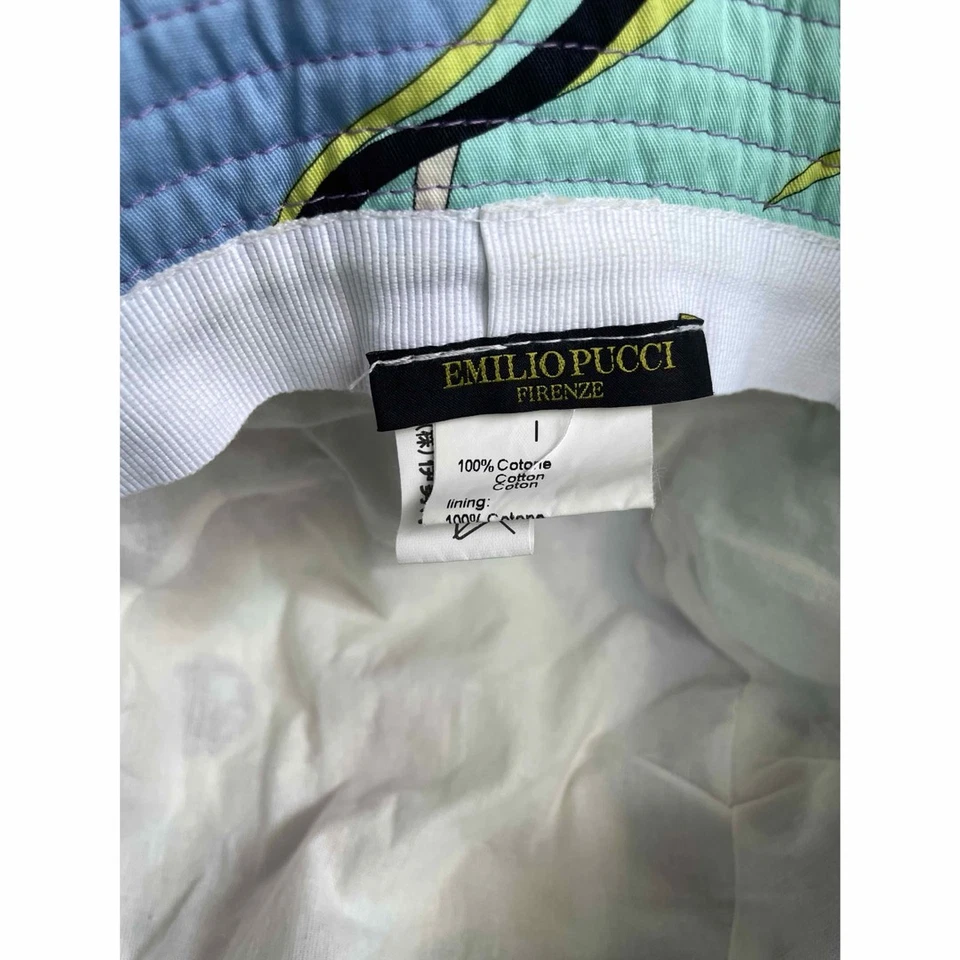 Emilio Pucci, Sombrero Cubo, Multicolor, Morado, Blanco, Azul, Geométrico, 100% Algodón Foto 3 de 4