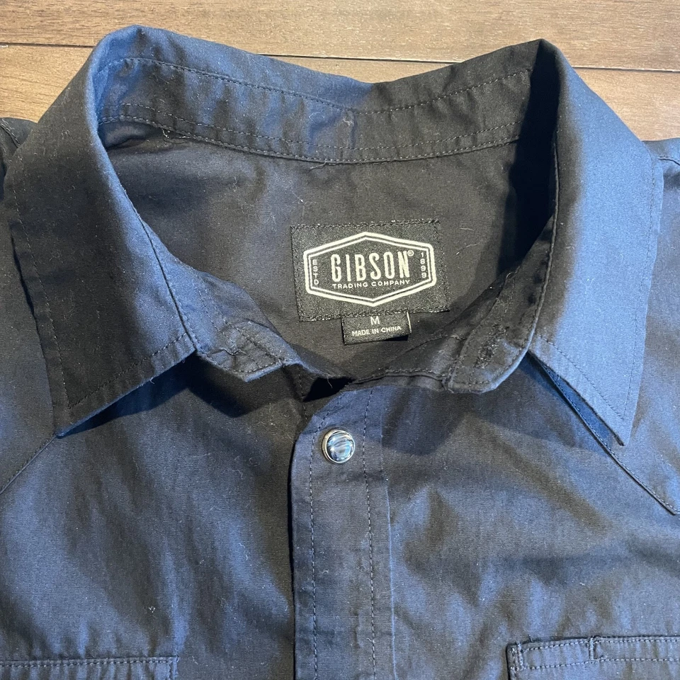 Camisa Gibson para hombre | Mediana | Negra manga corta con botones | Western Pearl Snap Foto 2 de 4