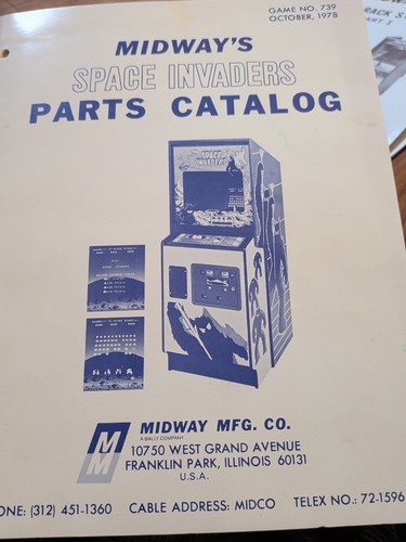 Original Vintage Midway Space Invaders arcade game manual and schematics.