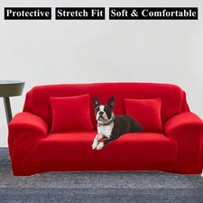 【LIR】L-Shaped Sofa Cover, Stretch Polyester/Spandex for 3 Seater w/Pillowcase