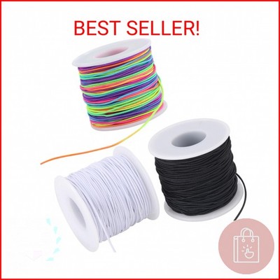 Stretchy String for Bracelets, 3 Rolls 1 mm 495 Feet Sturdy Elastic String Cord 