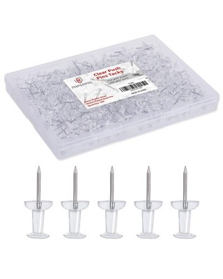 PAPERPAL 280 Clear Push Pins for Cork Board, Clear Thumb Tacks for Wall Hangi...