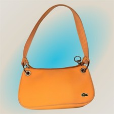 Borsa vintage Lacoste mini baguette tela arancione Y2K anni 90 piccola borsetta
