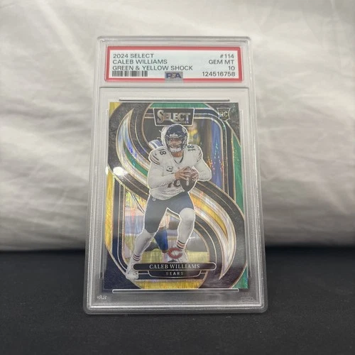 2024 Select  Premier Level Caleb Williams #114 Green & Yellow Shock Prizm PSA 10