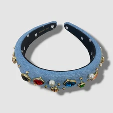 Lele Sadoughi Women's Blue Alice Bezel Embellished Denim Headband