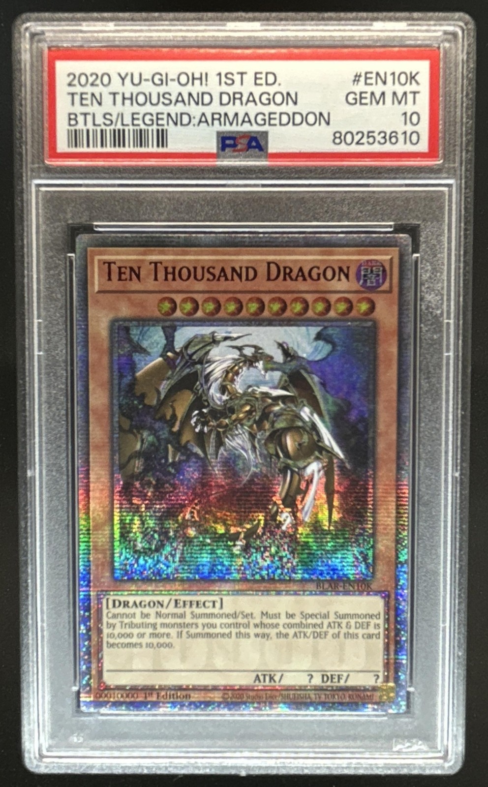 2020 Yu-Gi-Oh Armageddon 1st Ten Thousand Dragon #BLAR-EN10K PSA 10 GEM MINT view 1