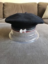 Vintage French Vrai Basque Wool Beret Tarascon Black Size 9 58 - HARD TO FIND