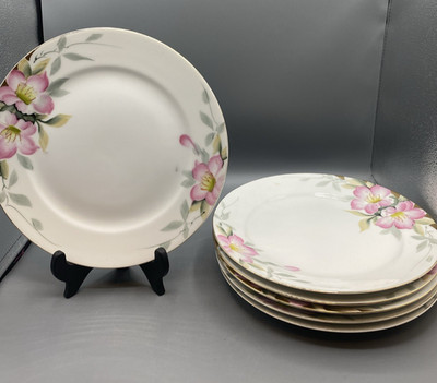 Noritake Azalea 9.75  Dinner Plates -GreenStamp ~ Set Of 6 19322 Hand Painted