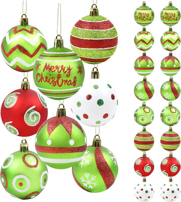 24Pcs Christmas Ball Ornaments Glittering Elf Ball Ornaments for Christmas Tree