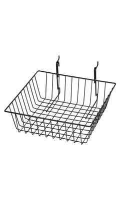 SSWBasics 12'' x 12'' x 4'' Black Mini Grid Basket for Slatwall & Wire Grid