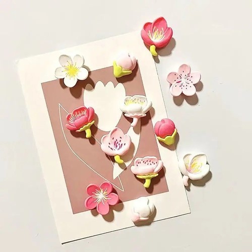 12pcs Fridge Magnet Pink Flower Resin Decorative Whiteboard Magnetic Sticker-! - Picture 5 of 12