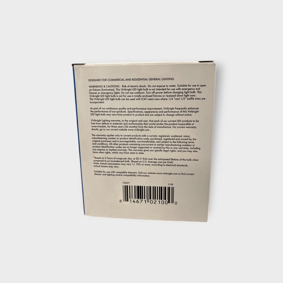 Viribright LOT OF 7 - 750077 75W Equal Light Bulbs 15W PAR38 LED 6000k Dimmable - Image 4 of 4