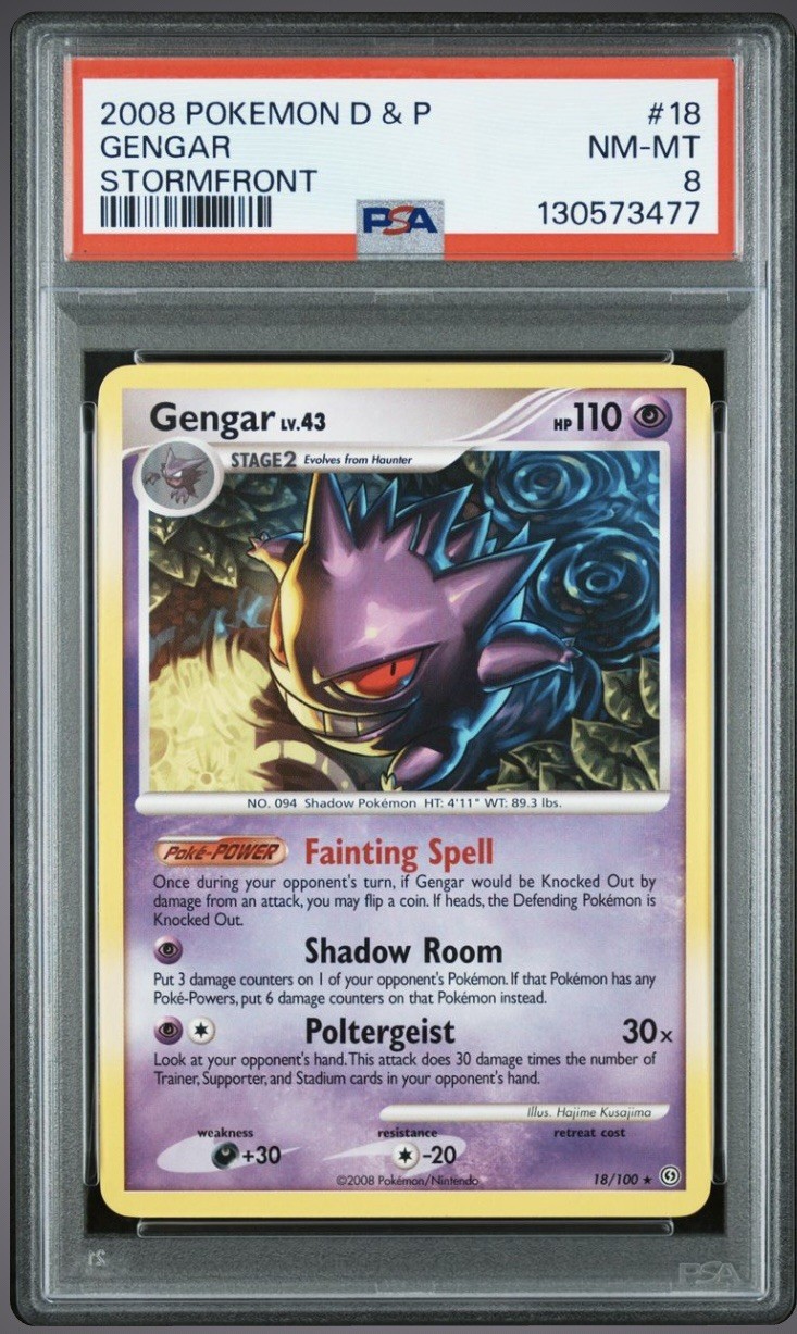 Pokemon TCG Gengar Stormfront 2008 Regular Rare 18/100 Graded PSA 8