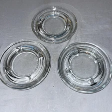 Vintage ~ Clear Glass Round Ashtray ~ 5" Set Of 3 SH11
