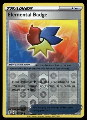 Elemental Badge 147/203 Uncommon Evolving Skies Pokemon Reverse Holo NM