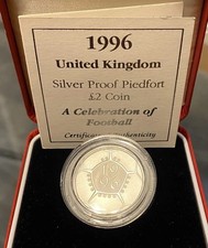 RM £2 Coin Silver Proof Piedfort 1996 Celebration Football  Royal Mint BOX + COA