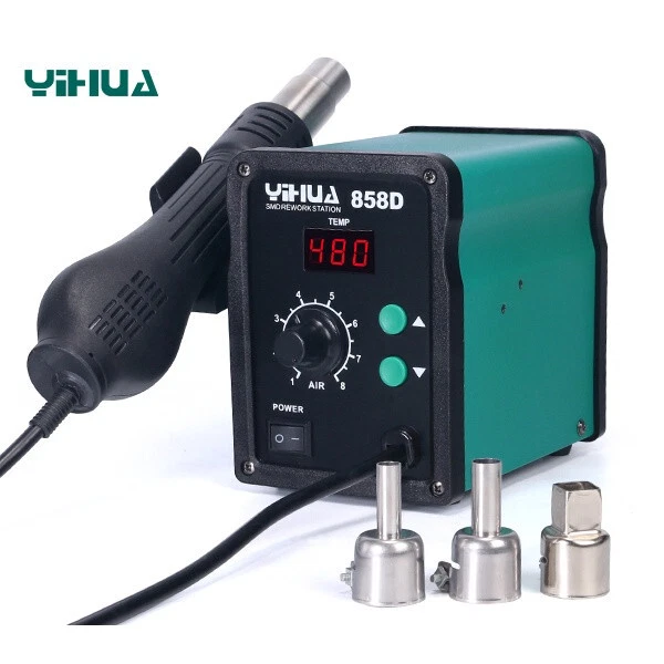 GENUINE YIHUA 858D Hot Air Gun SMD REWORK STATION Iron Solder