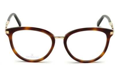 Swarovski SK 5344F 052 Tortoise Gold Plastic Round Eyeglasses 53-17-140 SW5344-F