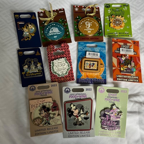 Lot de 11 Parcs Disney Pinches Échangeuses Neuf Food & Vin Jardin Fleurs 50ème - Photo 1 sur 1