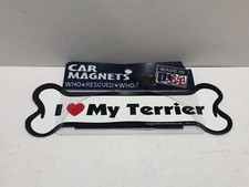 Dog Bone Magnet: I Love My Terrier  For Cars, Refrigerators, More