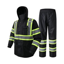 JKSafety Hi-Vis Reflective Safety Rain Jacket and Pants for Men Women Waterpr...