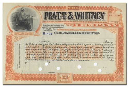 Pratt & Whitney Company Aktienzertifikat