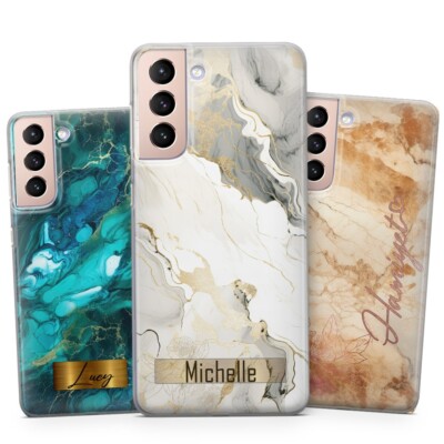 PERSONALIZED NAME Marble Print GEL PHONE CASE FOR SAMSUNG GALAXY S25 S24  S23