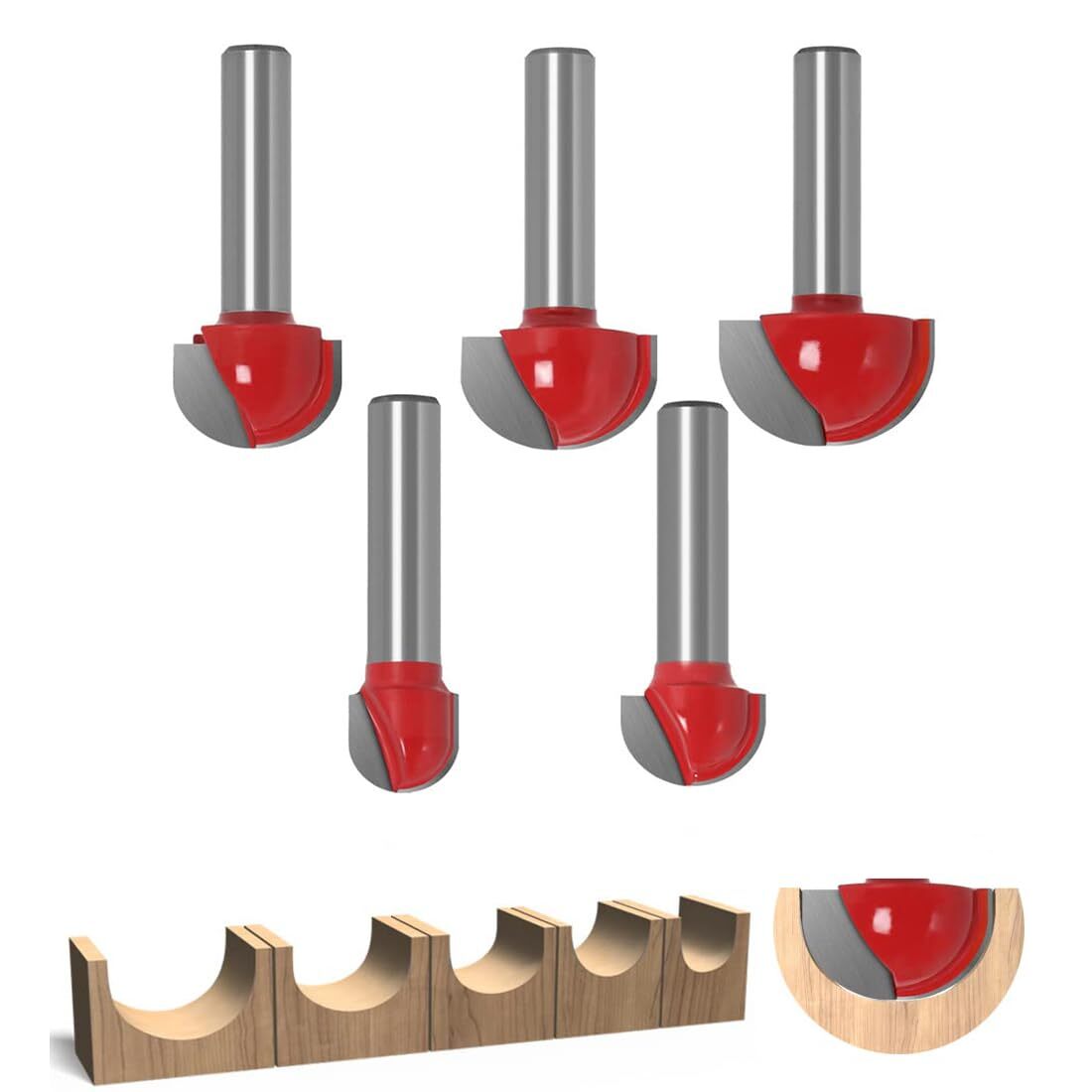 Aililong Set di frese rotonde, 5 pezzi, frese rotonde, frese per (P8R)