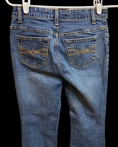 Faded Glory Girl's Medium Blue Denim Stretch Flare Mid Rise Jeans Size 14 Reg - Picture 4 of 7