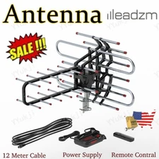 Leadzm HDTV 1080P Outdoor Antenna 360 Rotation UV Dual Frequency Silver Big Sale