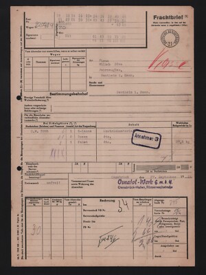 Frachtbrief 1951, Osnatol-Werk GmbH Anstrichmaterial von OSNABRÜCK nach BENTHEIM