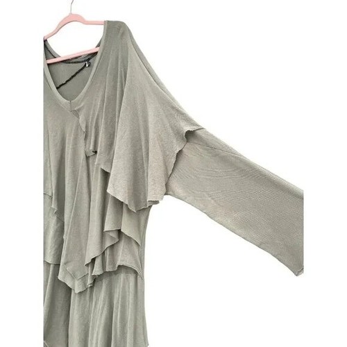 Boho Chic Layered Olive Green Dress XL 100% Cotton Made In USA lagenlook - Picture 8 of 8