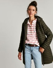 Joules Womens Snug Long Packable Shower Proof Coat - Heritage Green
