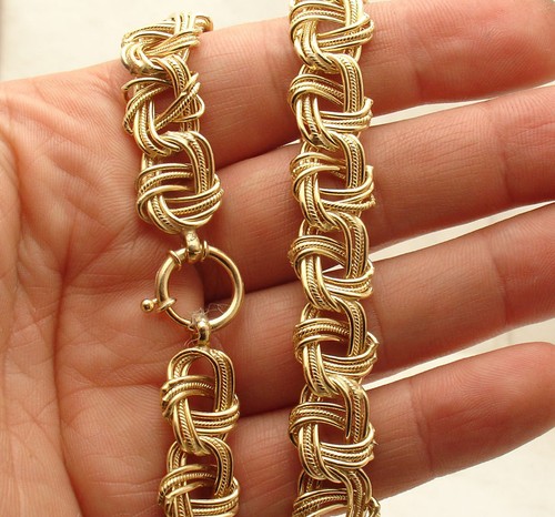 18" Technibond Triple Cuban Curb Chain Necklace 14K Yellow Gold Plated Silver - Picture 4 of 4