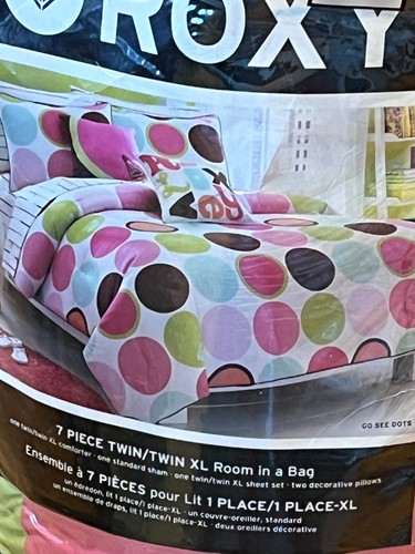 Roxy Polka Dot ~ Twin XL 7pc Set ~ Duvet Cover, Sham, Sheet Set, Skirt - Picture 3 of 5