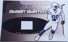 2002 FLAIR MARVIN HARRISON SWEET SWATCH GAME USED JERSEY CARD BOX TOP 5X7