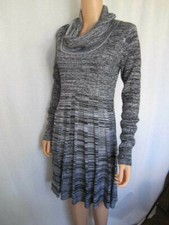 Calvin Klein Womens Dress Medium Gray & Black Stripes Cowl Neckline