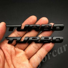 2x Black Metal Turbo T Car Auto Trunk Rear Tailgate Emblem Badge Decal Sticker