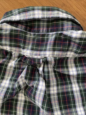 Chemise Button-Down Lands' End - 100% Coton Noir à Carreaux - Taille 16 - Occasion Très Bon État