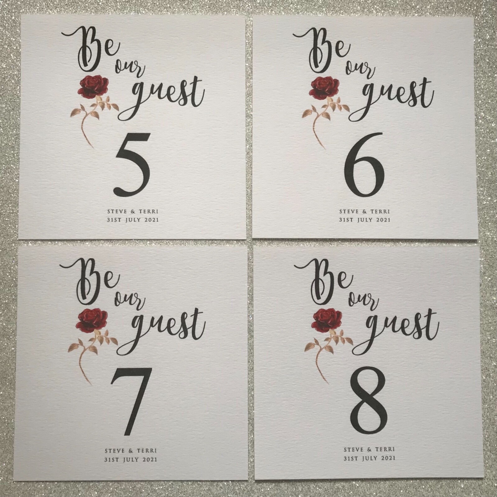 Beauty And The Beast Table Number Cards Disney Wedding Table Names Rose Design Ebay